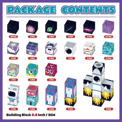 Magnetic Blocks with LED Light Up Blocks 100, 200 PCS | 2cm/0.8" | Rocket Ship