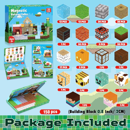 Onenazo 150PCS Magnetic Building Blocks - Wood