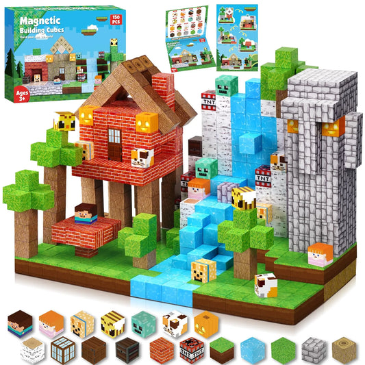 Onenazo 150PCS Magnetic Building Blocks - Wood