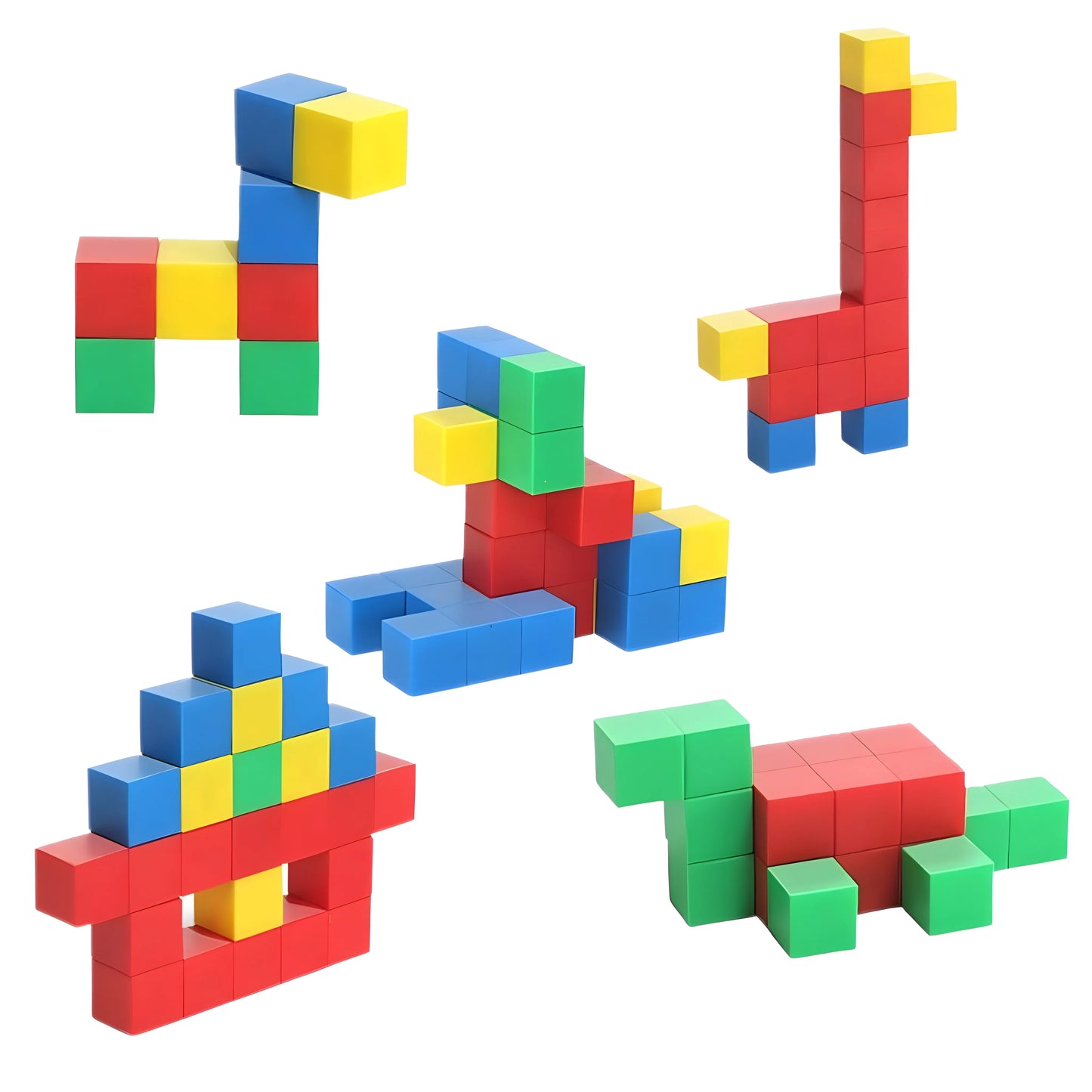 Colorful magnetic block set on a white background