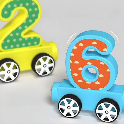 magnetic Toy cars shaped like the numbers 2 and 6 on a light gray background