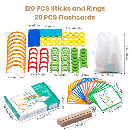 Montessori Wooden Smart Sticks & Rings