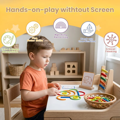 Montessori Wooden Smart Sticks & Rings