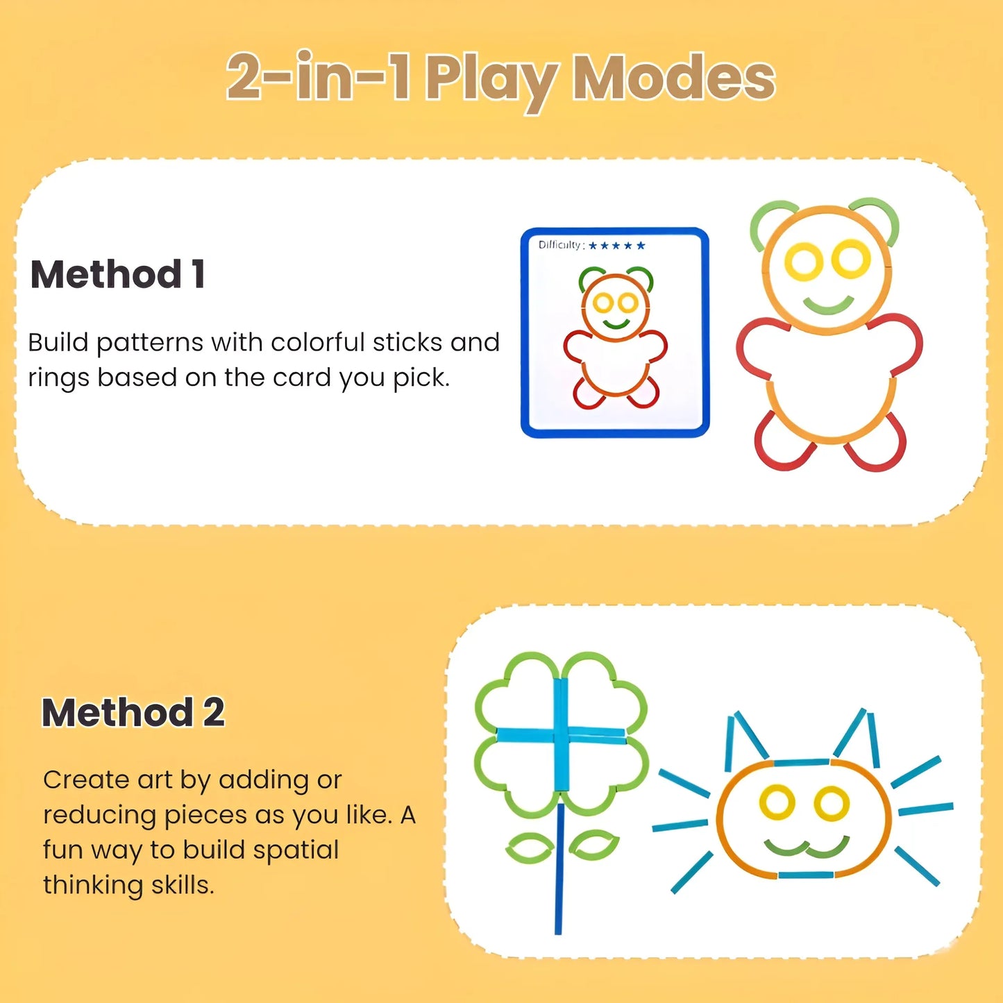 Montessori Wooden Smart Sticks & Rings