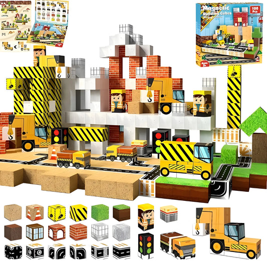 Onenazo Magnetische Bausteine, 100 Stück | Mega-Baustelle