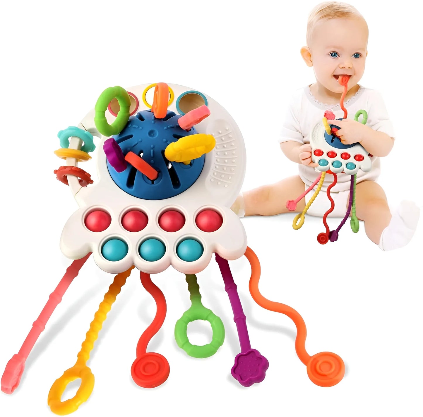Montessori 4-in-1 Oktopus Silikon-Ziehspielzeug