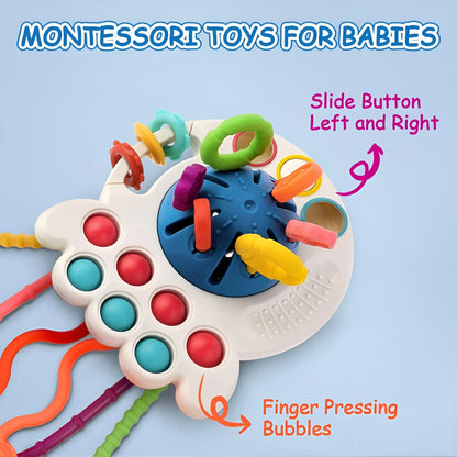 Montessori 4-in-1 Oktopus Silikon-Ziehspielzeug