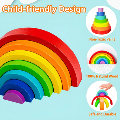 Montessori Wooden Rainbow Stacking Toy