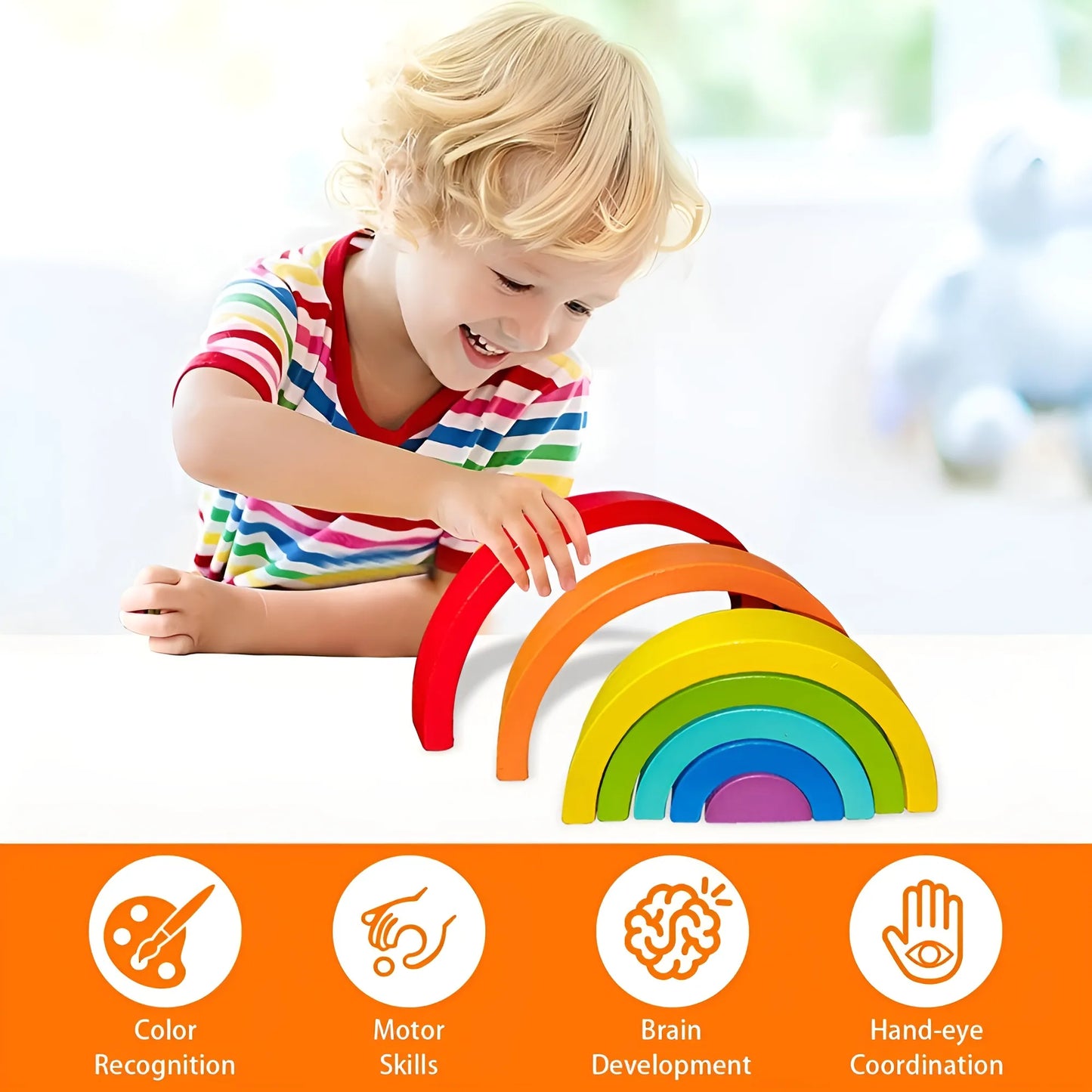 Montessori Wooden Rainbow Stacking Toy