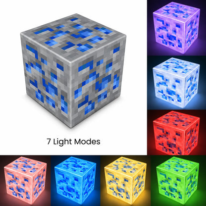 Lapis Lazuli magnetic block in various colors and light modes on a white background
