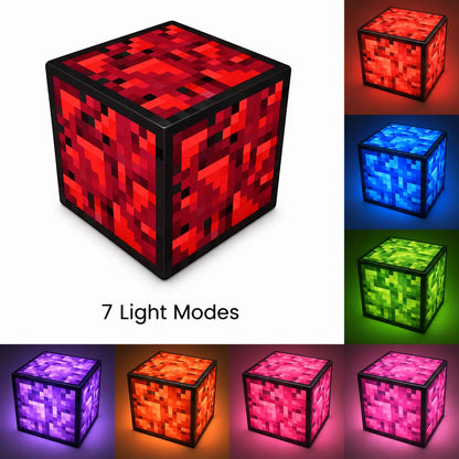 glowing Obsidian magnetic block with 7 light modes displayed.