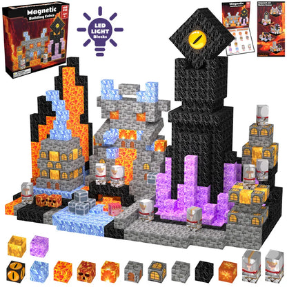 Magnetic Blocks with LED Light Up Blocks 100, 200 PCS | 2cm/0.8" | Dungeon