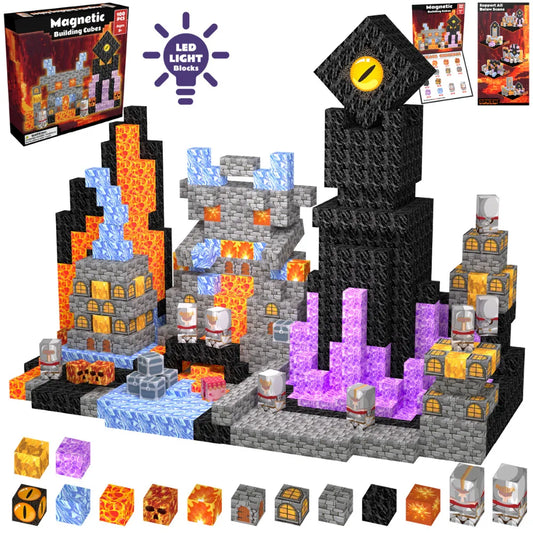 Magnetic Blocks with LED Light Up Blocks 100, 200 PCS | 2cm/0.8" | Dungeon
