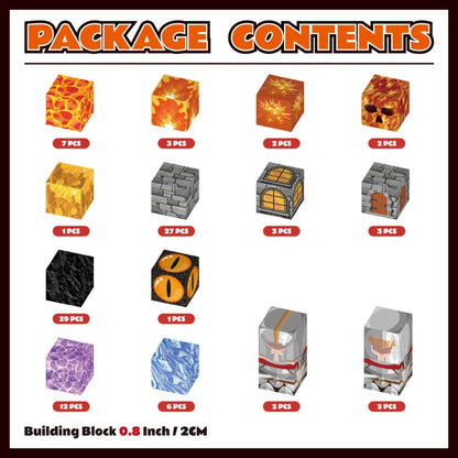 Magnetic Blocks with LED Light Up Blocks 100, 200 PCS | 2cm/0.8" | Dungeon