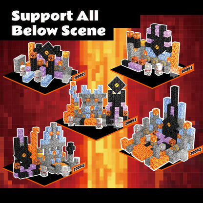Magnetic Blocks with LED Light Up Blocks 100, 200 PCS | 2cm/0.8" | Dungeon