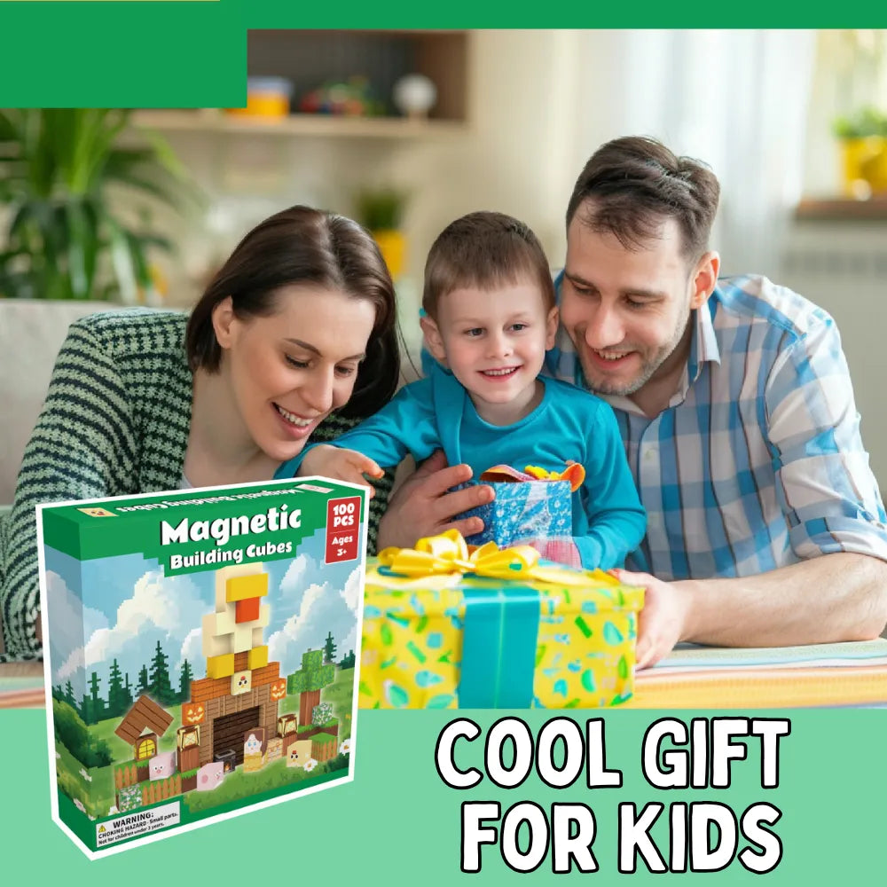 Magnetic Blocks with LED Light Up Blocks 100, 200 PCS | 2cm/0.8" | Farm