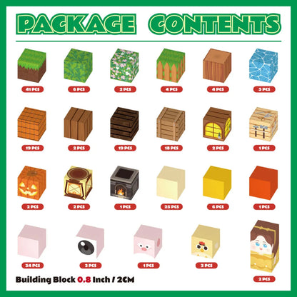 Magnetic Blocks with LED Light Up Blocks 100, 200 PCS | 2cm/0.8" | Farm