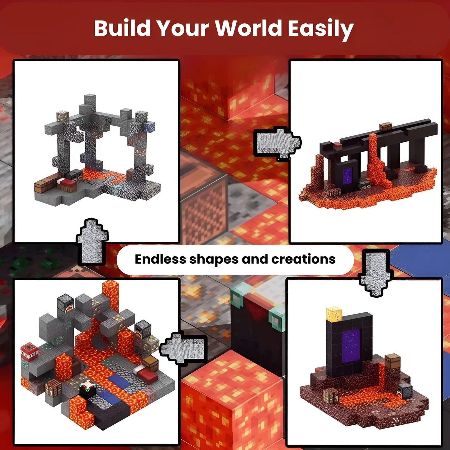 Minecraft Magnetic Blocks - Mix and Match - 100, 200, 300, 500, 1000 PCS | 0.8"/2 cm