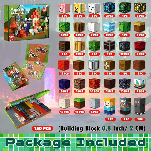 Minecraft 150PCS Magnetic Building Blocks - Halloween Nether Forest 2025 Version