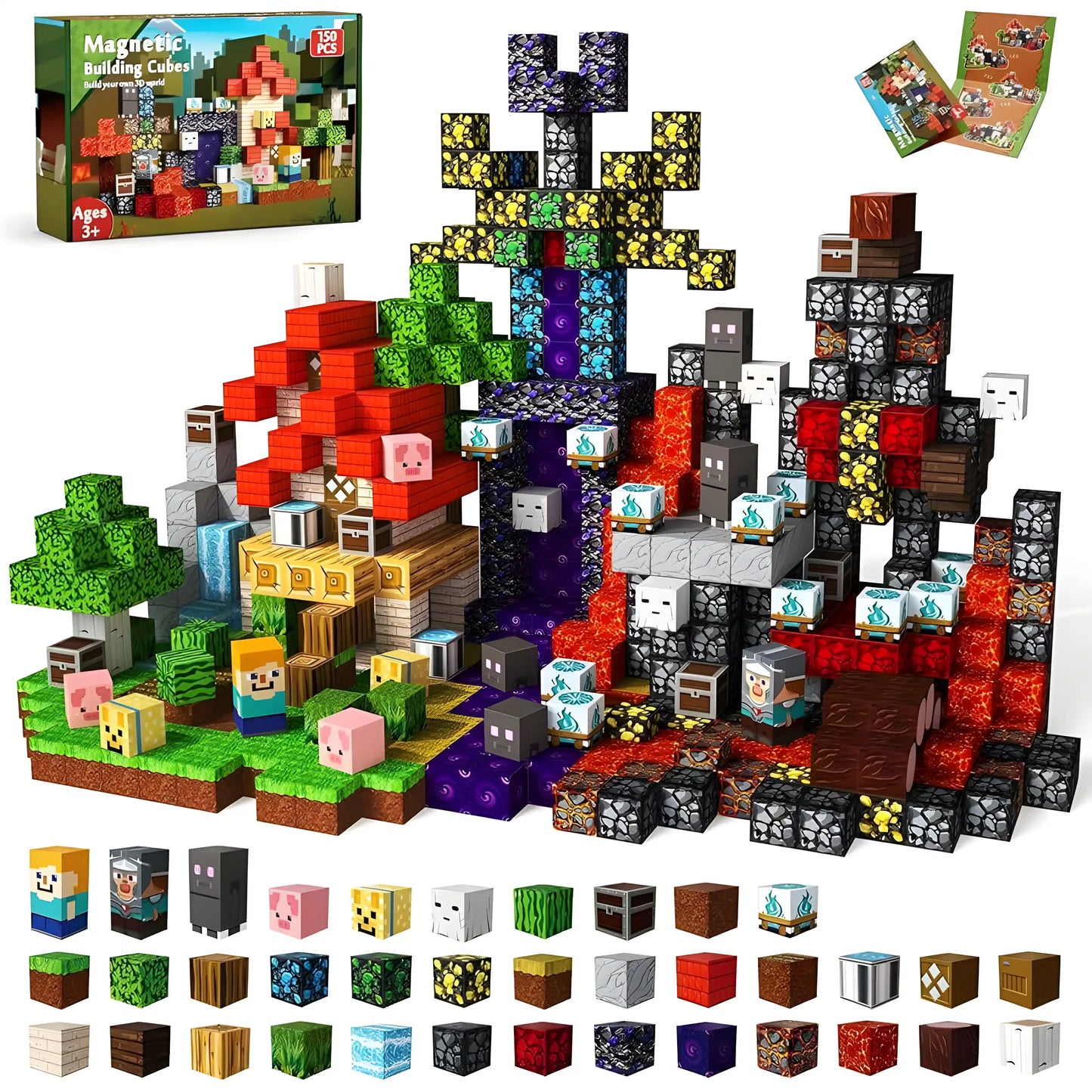 Minecraft 150PCS Magnetic Building Blocks - Halloween Nether Forest 2025 Version