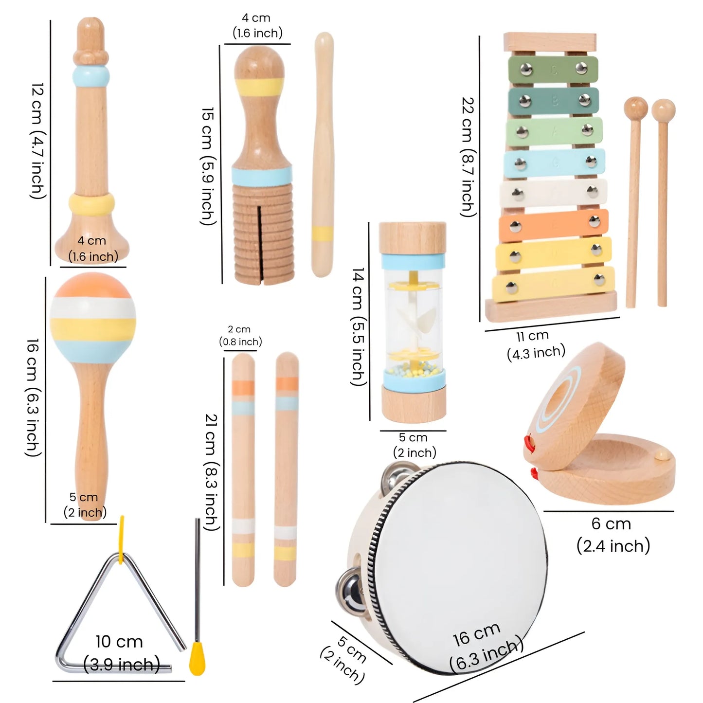 Montessori Wooden Music Instruments Set | 9 Instruments