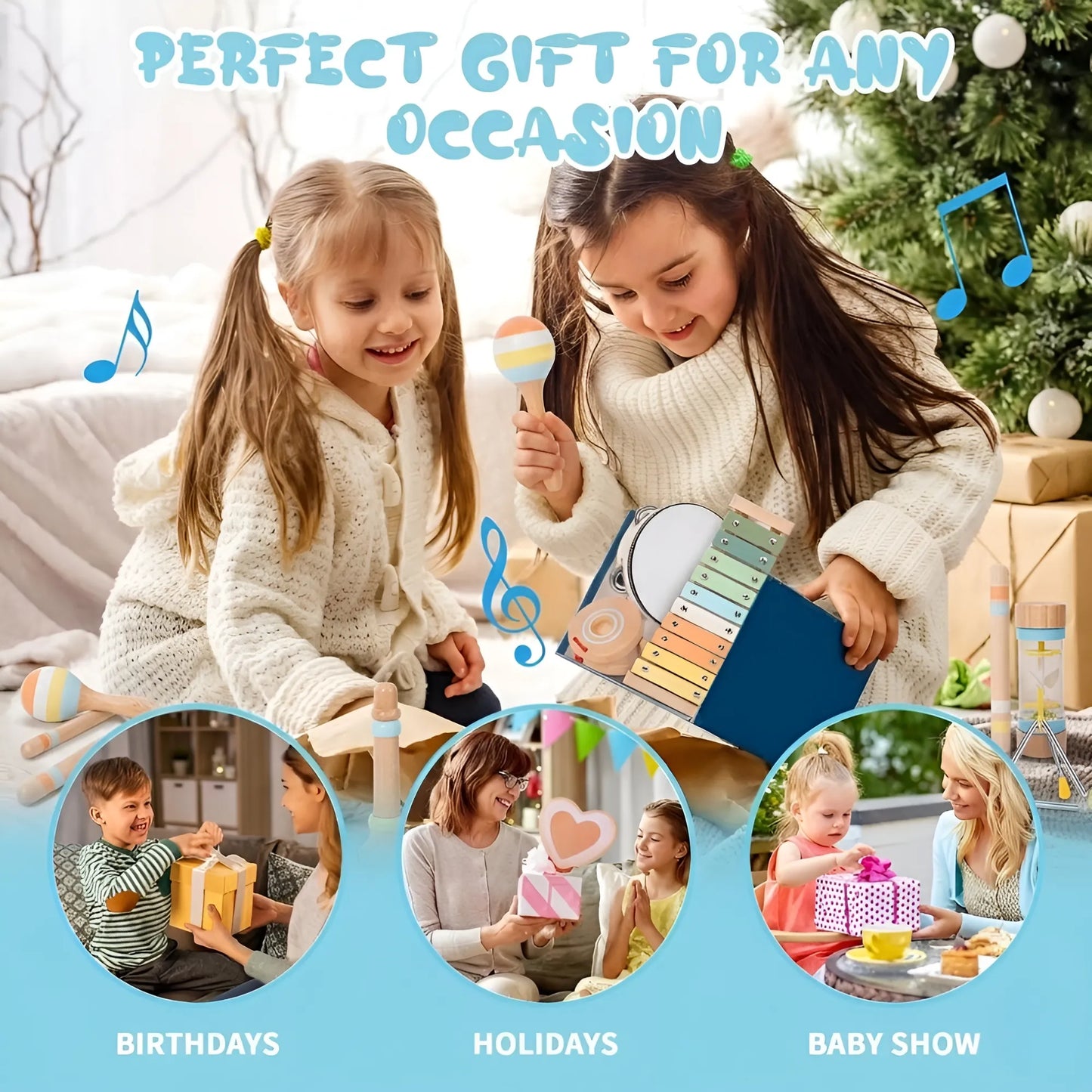 Montessori Wooden Music Instruments Set | 9 Instruments