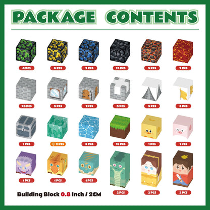 Onenazo Magnetic Building Blocks with LED Light Up Blocks - Dinosaur Kingdom | 0.8"/2 cm