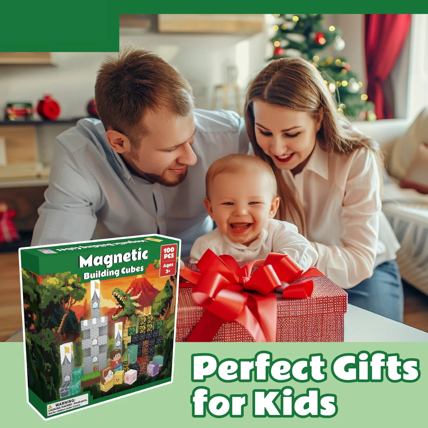 Onenazo Magnetic Building Blocks with LED Light Up Blocks - Dinosaur Kingdom | 0.8"/2 cm