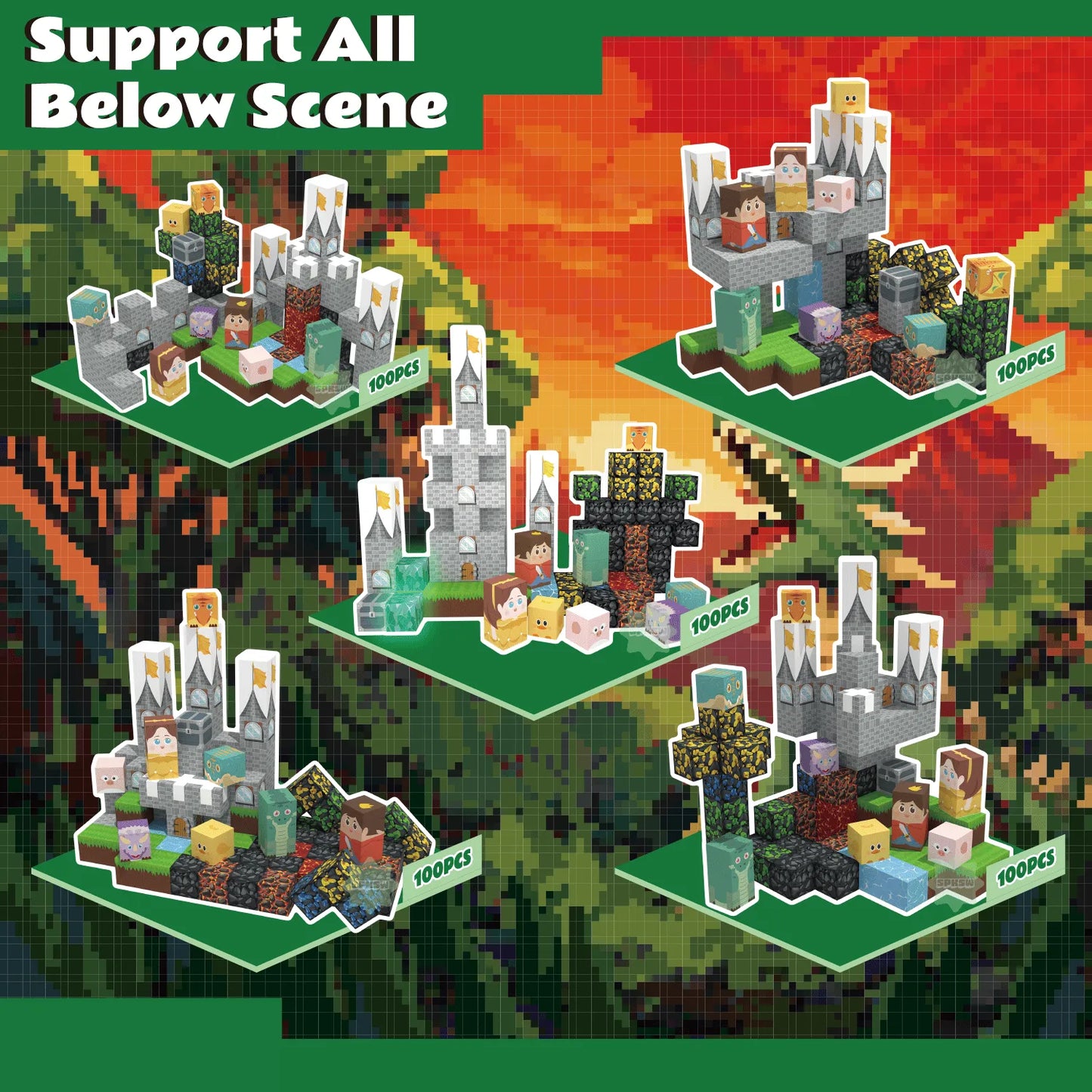 Onenazo Magnetic Building Blocks with LED Light Up Blocks - Dinosaur Kingdom | 0.8"/2 cm