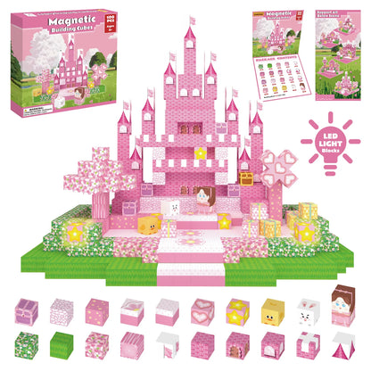 Onenazo Magnetic Building Blocks with LED Light Up Blocks - Dream Castle | 0.8"/2 cm