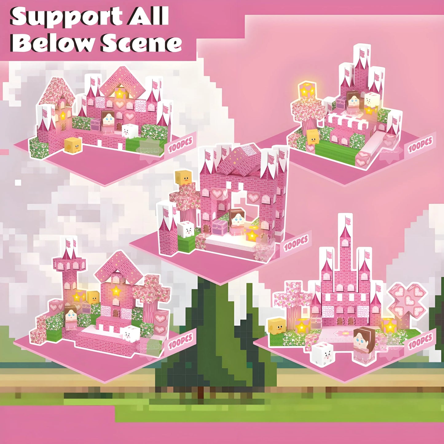 Onenazo Magnetic Building Blocks with LED Light Up Blocks - Dream Castle | 0.8"/2 cm