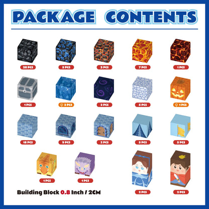 Onenazo Magnetic Building Blocks with LED Light Up Blocks - Lava Sword Castle | 0.8"/2 cm