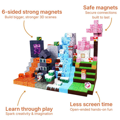 Blocs de construction magnétiques 150 pièces | 2 cm/0,8" | Glace & Feu