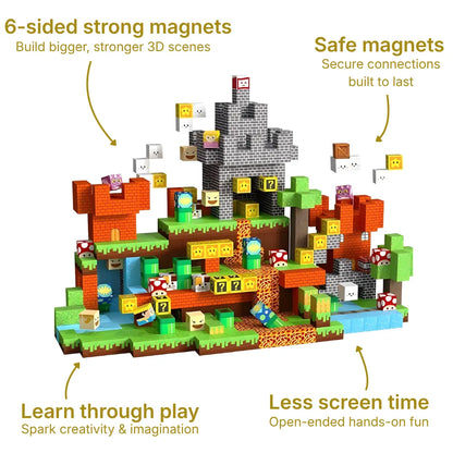 Blocs de construction magnétiques 150 pièces | 2cm/0,8" | Aventure ludique