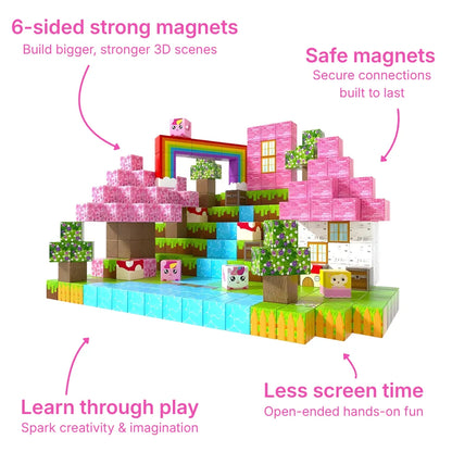 Blocs de construction magnétiques 100 pièces | 2cm/0.8" | Licorne