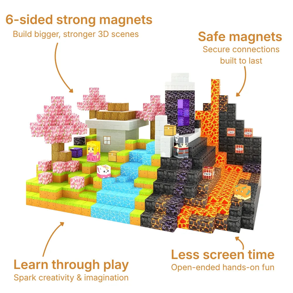 Blocs de construction magnétiques 84 pièces | 2cm/0.8" | Portail magique