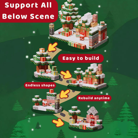 Onenazo Magnetic Building Blocks - Christmas Cottage 150PCS | Christmas New Edition 2025 | 0.8"/2 cm
