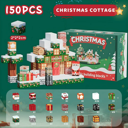 Onenazo Magnetic Building Blocks - Christmas Cottage 150PCS | Christmas New Edition 2025 | 0.8"/2 cm