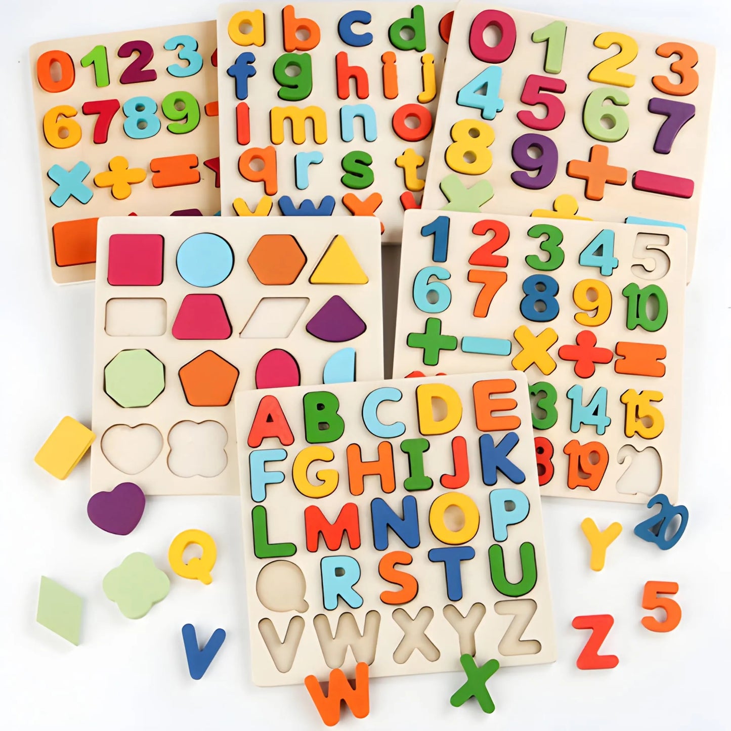 Onenazo Montessori Puzzles - Letters, Shapes, Numbers