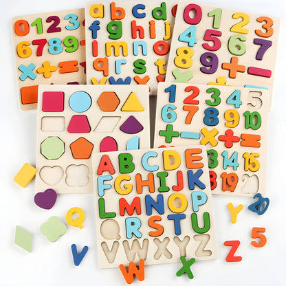 Onenazo Montessori Puzzles - Letters, Shapes, Numbers