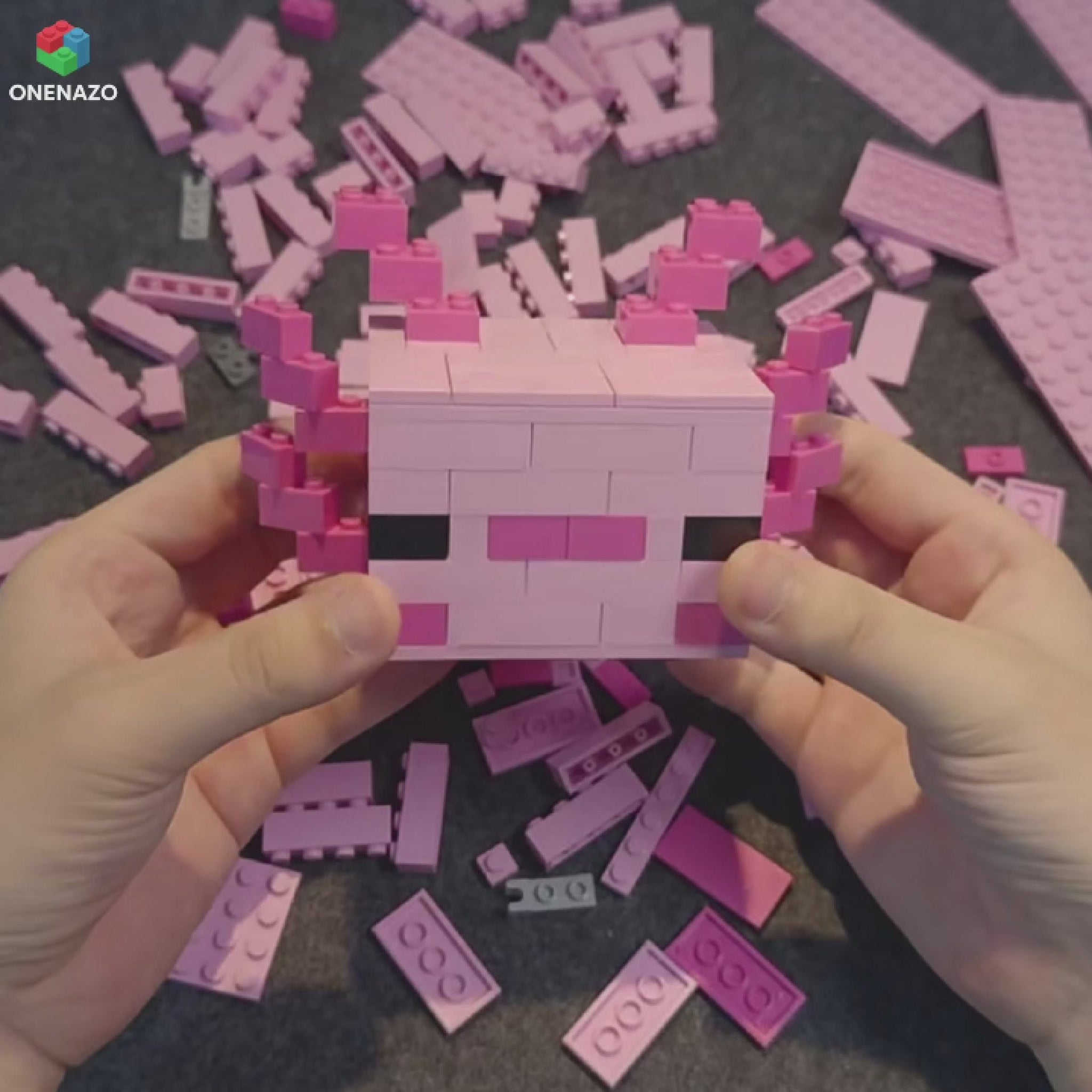 minecraft Axolotl building blocks video from Onenazo