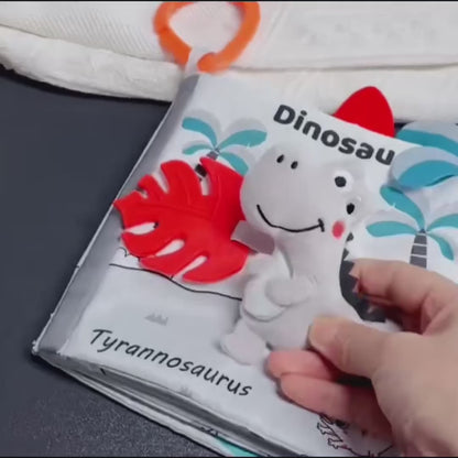 Livre doux Montessori pour bébé | Livre de froissement sensoriel avec anneau de dentition | Livres en tissu doux pour bébé | Jouets de livre de contraste élevé à toucher et à sentir