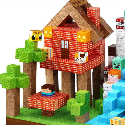 Onenazo magnetic building blocks wood house